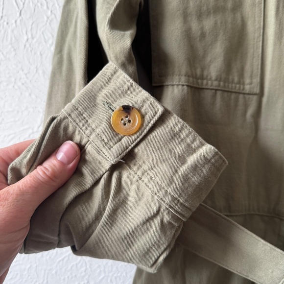 UMGEE USA Green Belted Long Sleeve Jumpsuit COVERALLS Pantsuit Womens L - Picture 4 of 7